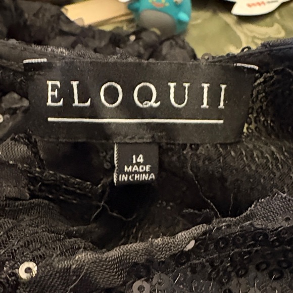 Eloquii Black Sheer Sequin Long Sleeve Dress - Picture 11 of 14